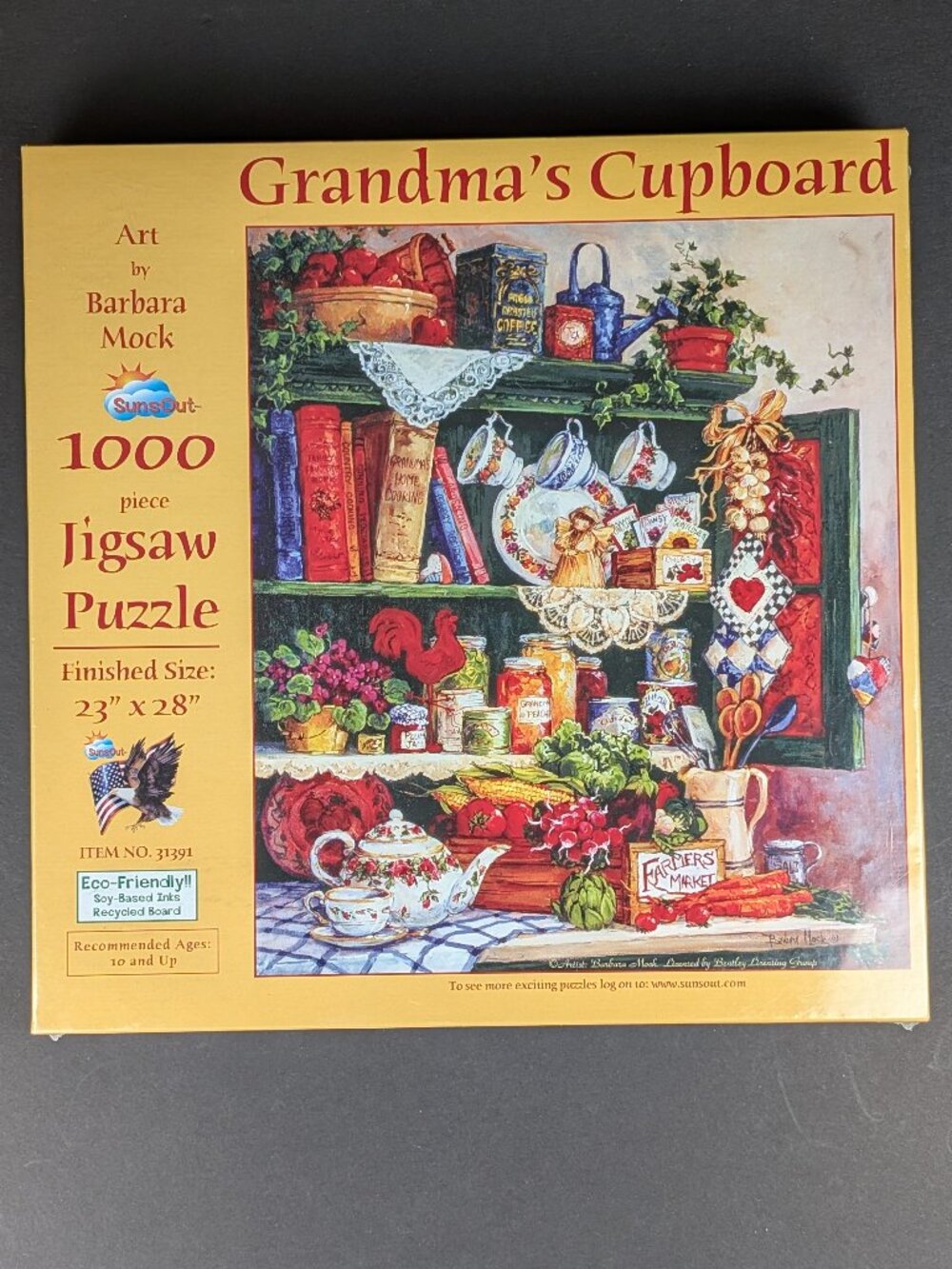 SunsOut Grandma’s Cupboard — 1000 Piece Puzzle — New, Factory Sealed